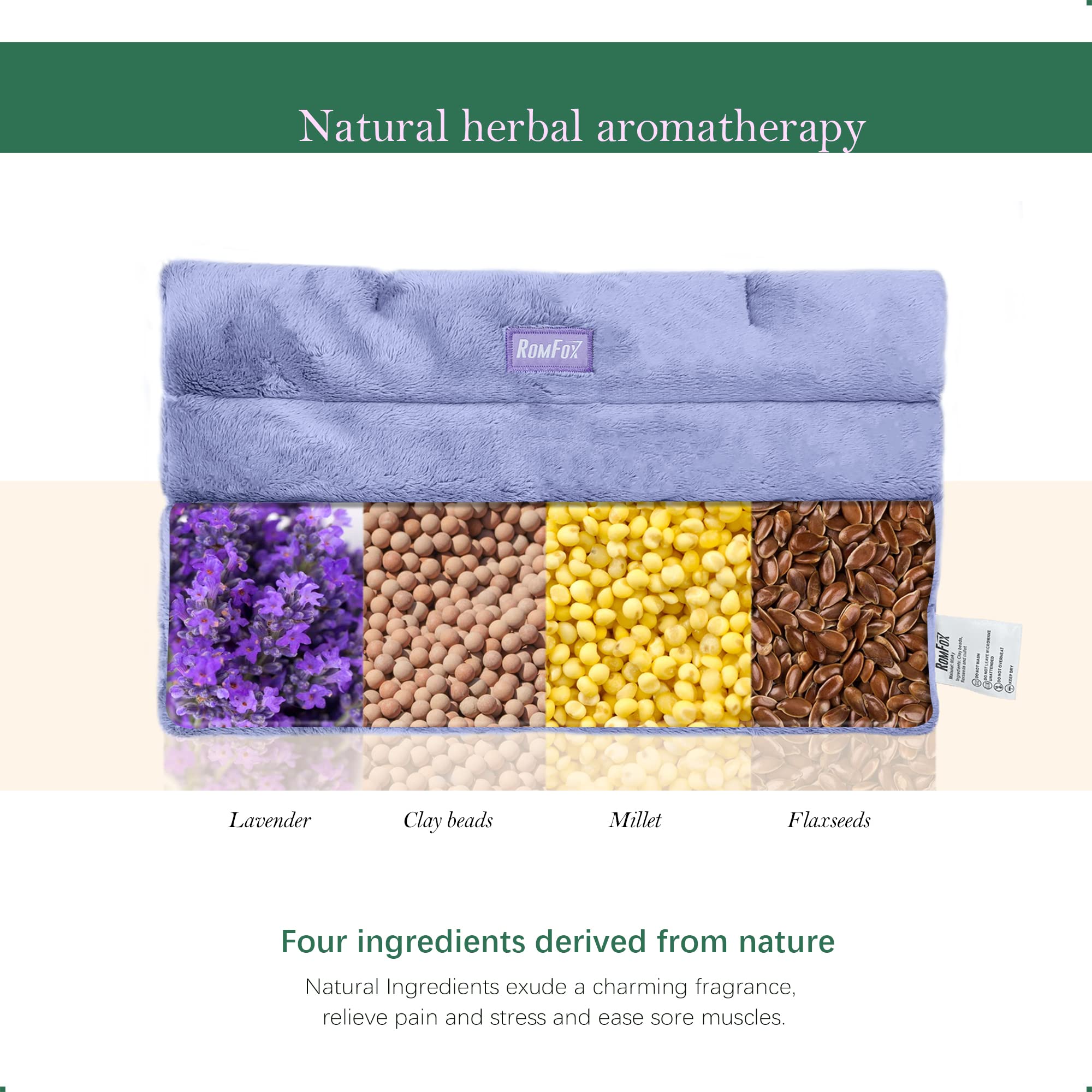 Romfox compress pillow applied to neck and shoulder area