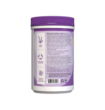 Vegan and non GMO prebiotic fiber powder container close up