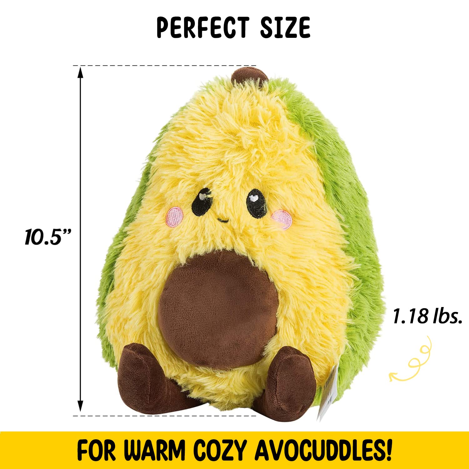Happy Fuel avocado plushie used as a cold therapy pack