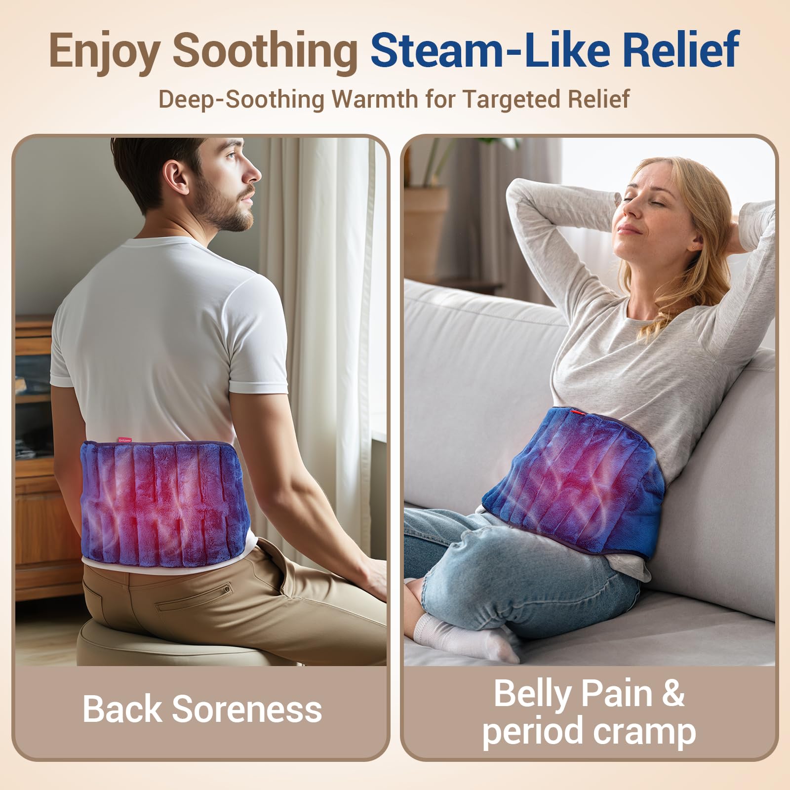 Close up of plush navy blue material on Comfytemp heating pad