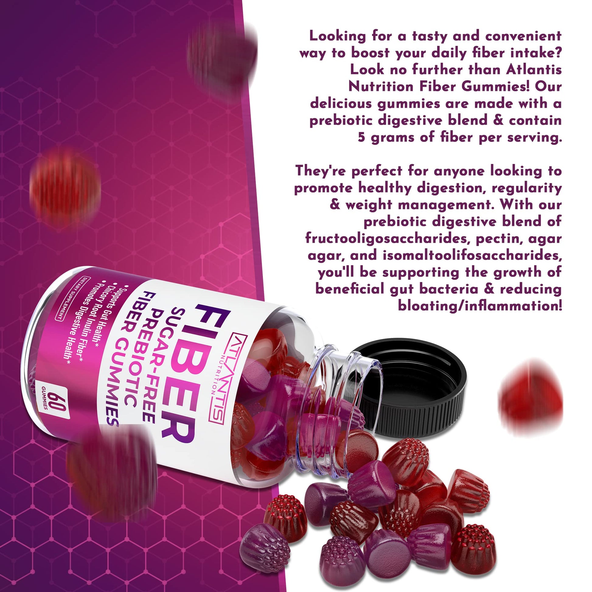 GMC compliant USA imported sugarless prebiotic supplement for optimal gut microbiome balance