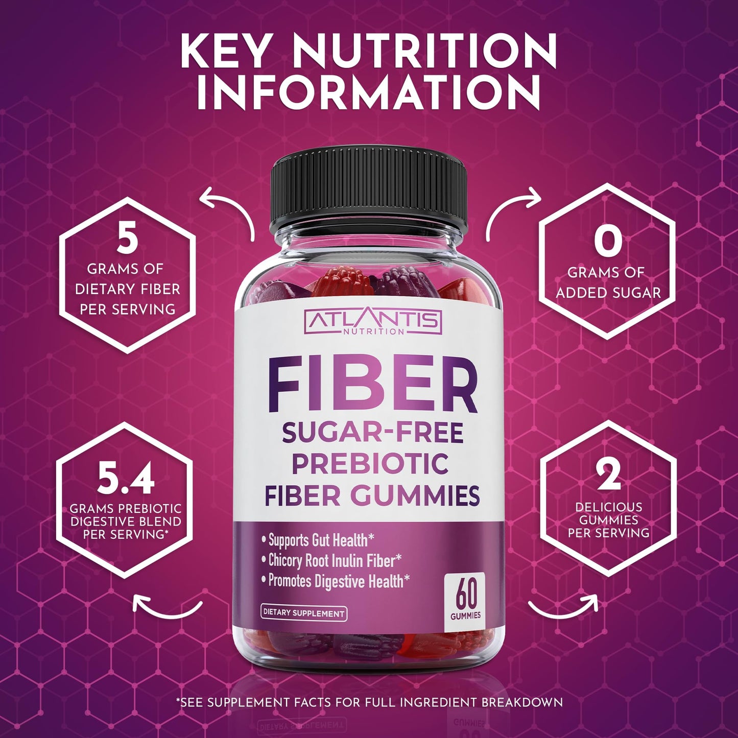 Atlantis Nutrition health gummies showcasing natural ingredients pectin and agar agar composition