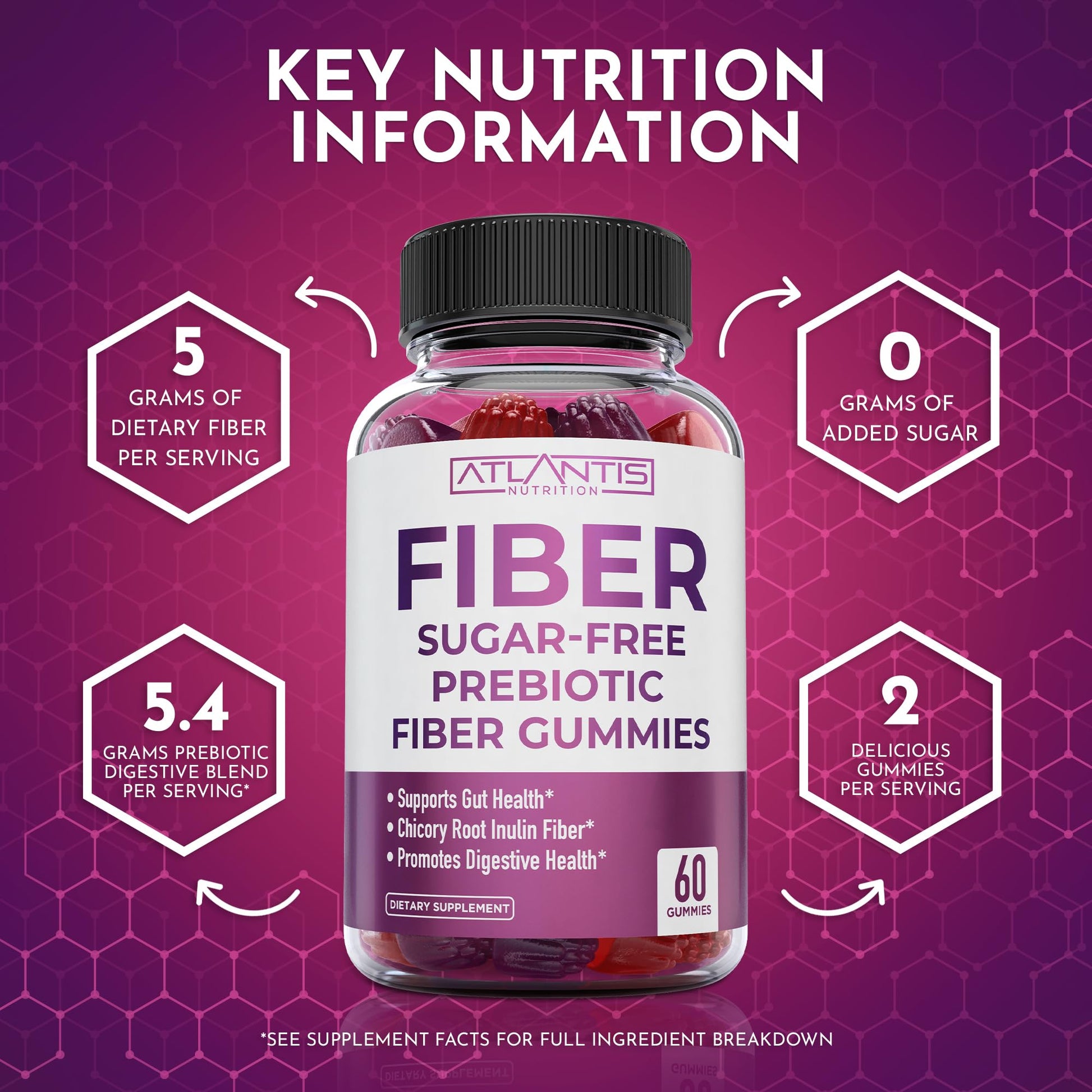 Atlantis Nutrition health gummies showcasing natural ingredients pectin and agar agar composition