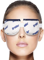 Person using Bruder moist heat mask for eye spa treatment