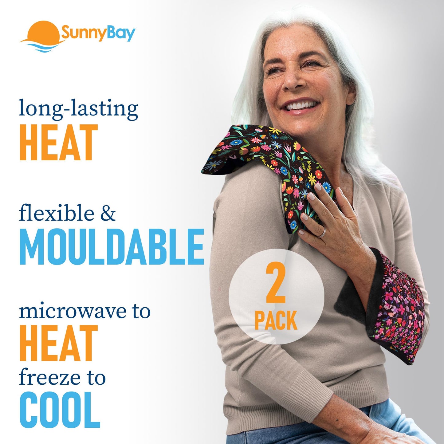 Two SunnyBay microwaveable heating pads for neck and back pain