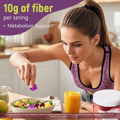 Migcopat imported USA fiber supplement grape flavor chewable nutritional facts display.