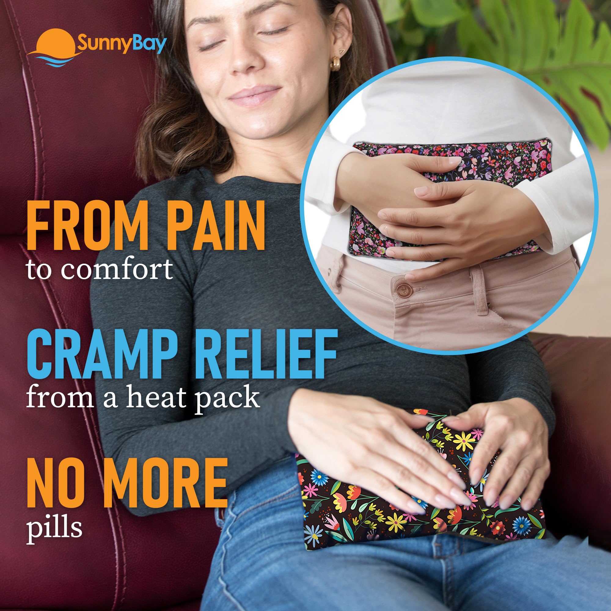 Top view of SunnyBay 6x11 inch heating pads in floral pattern