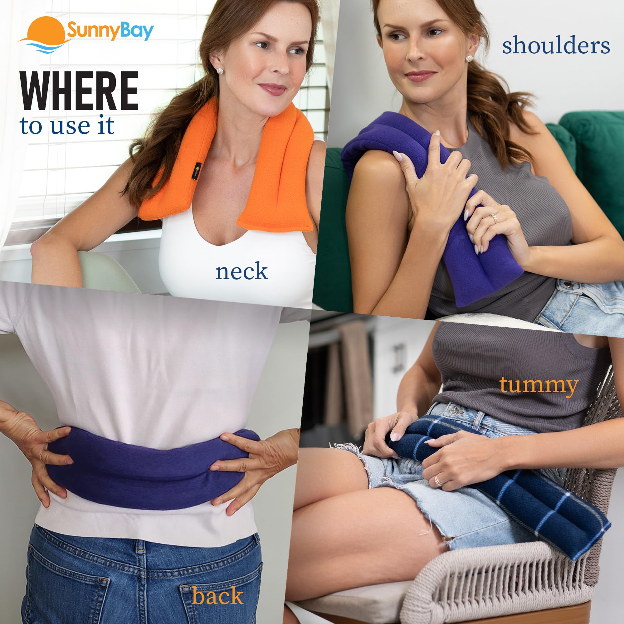 Side profile of SunnyBay weighted beanbag heating wrap