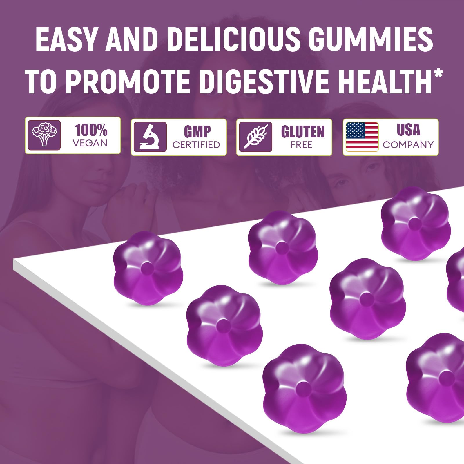 Migcopat 90 count grape flavored vegan fiber supplement packaging showing sugar free certification.