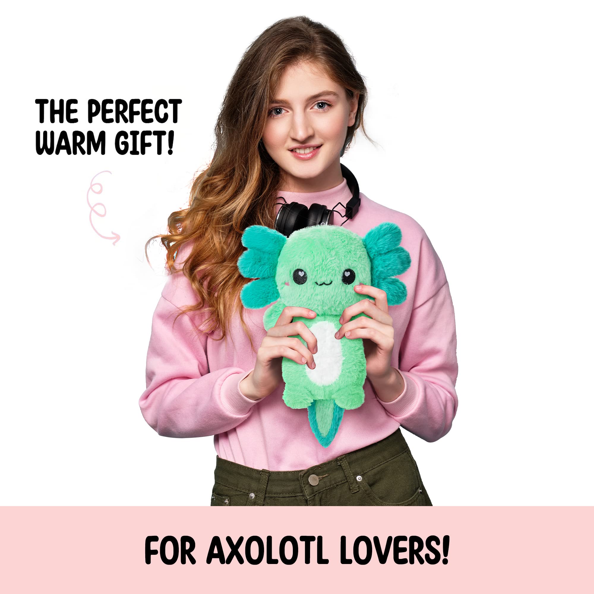 Mint green axolotl plushie for hot and cold therapy