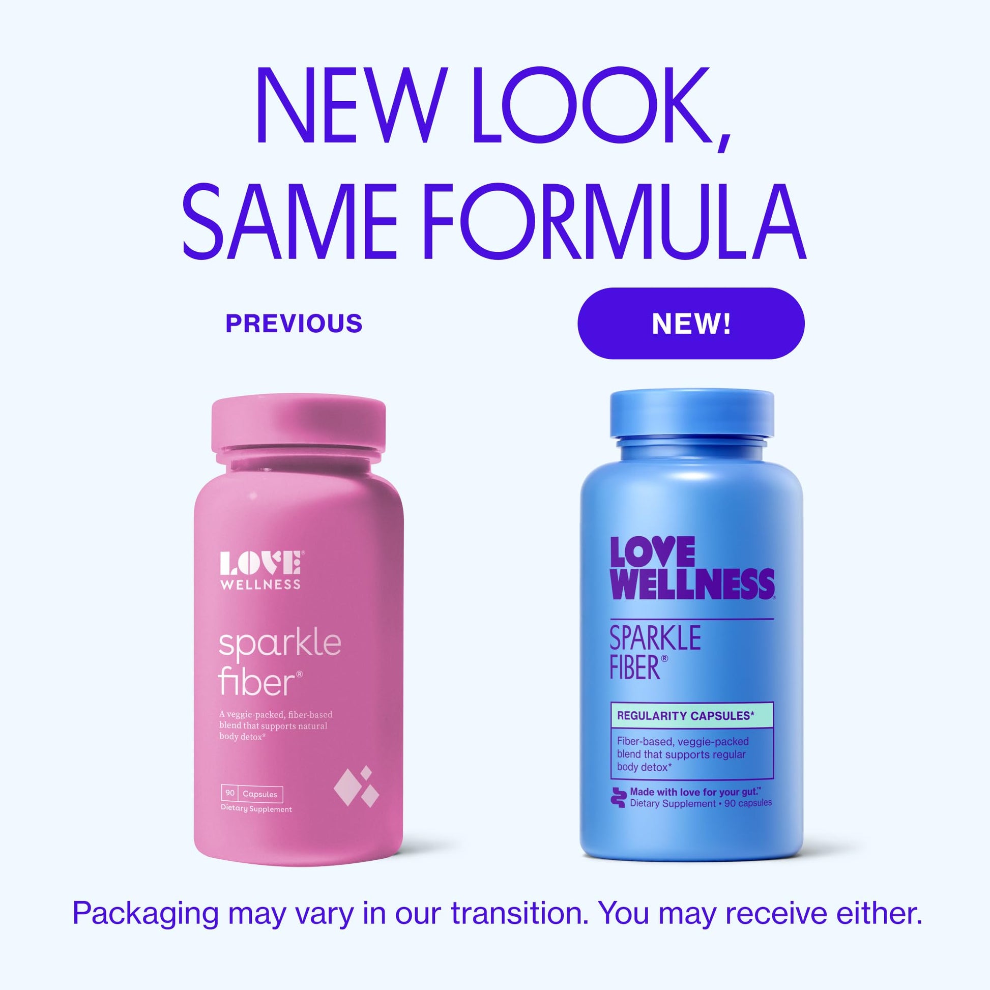 Love Wellness dietary supplement capsules with digestive enzymes label close up.