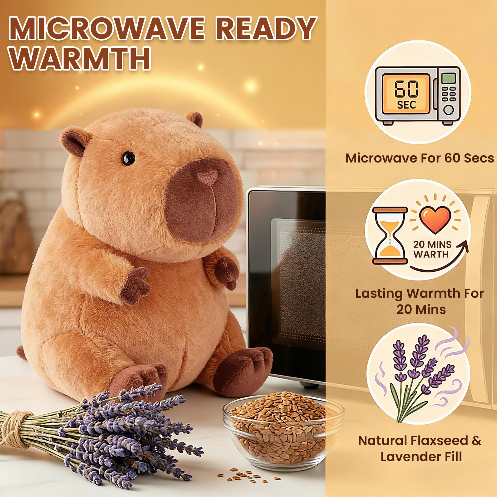 SuzziPals capybara plush showing microwave heating feature