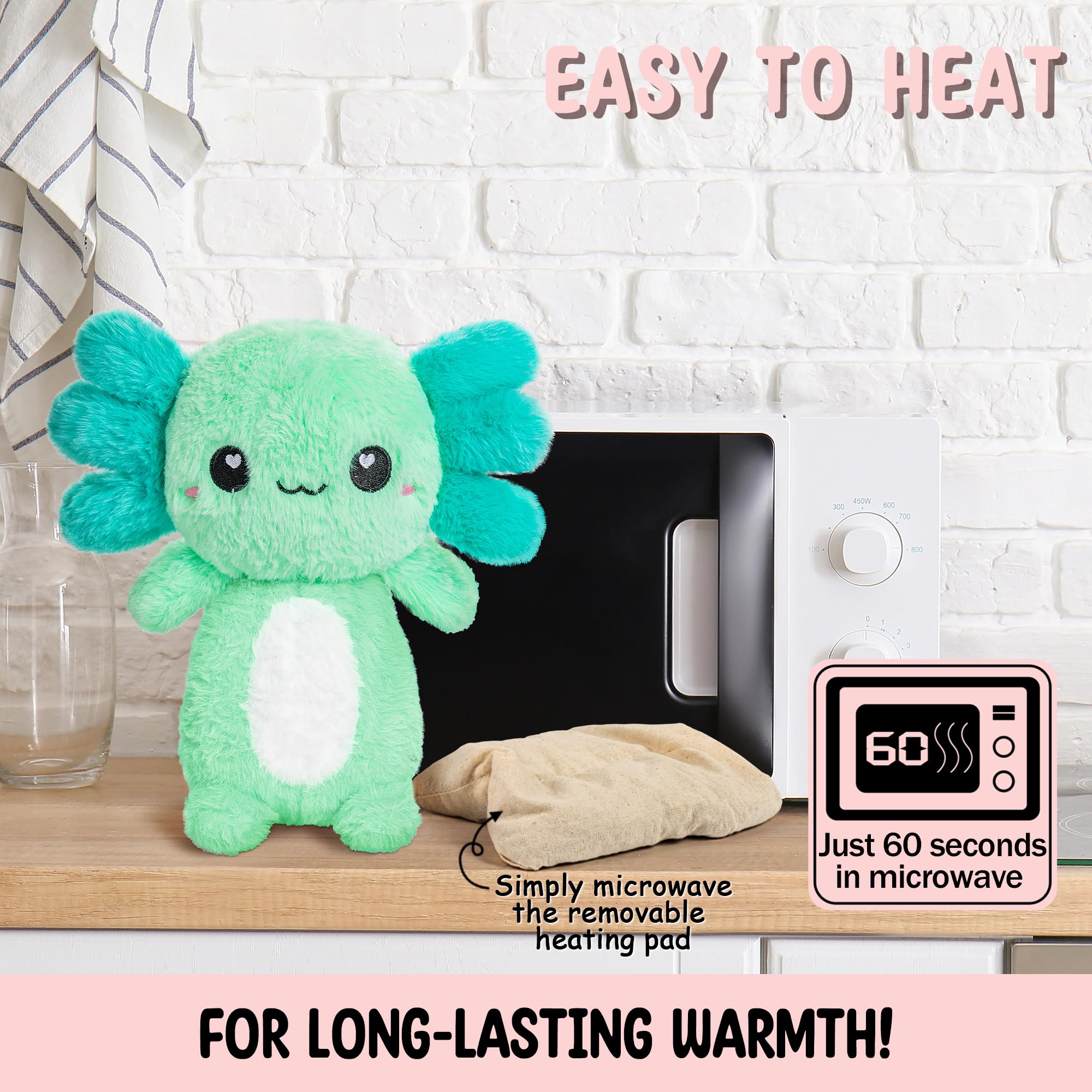 Detailed view of axolotl plush texture and design