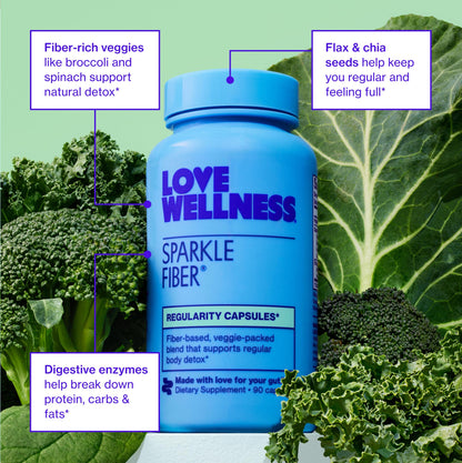 Vegan gut health capsules containing psyllium husk and organic supergreens.