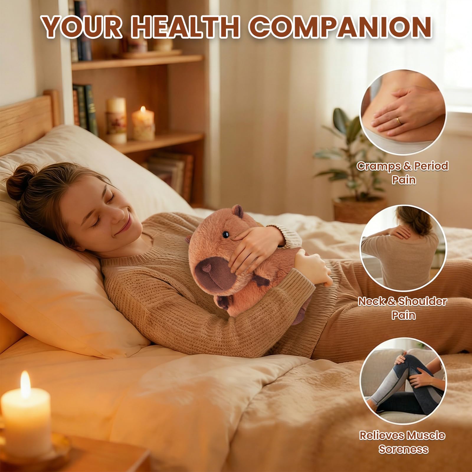 Capybara stuffed animal cooling in freezer for pain relief