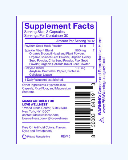 Authentic USA imported Love Wellness supplement bottle for gut detox.