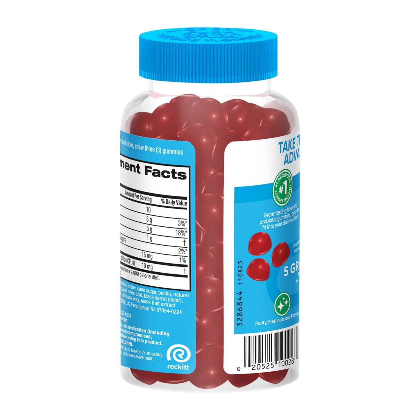 Imported Digestive Advantage prebiotic fiber supplement bottle on a clean background