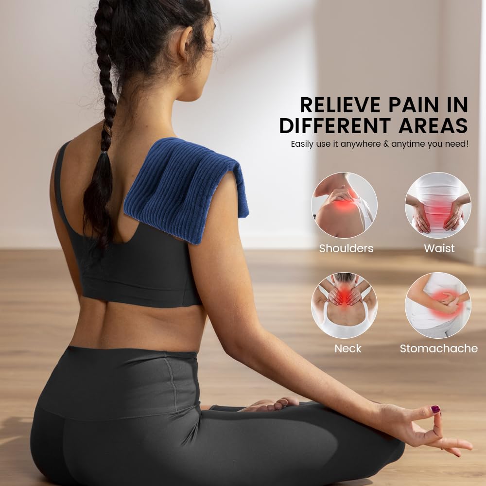 Morliden heating pad applied to a person's neck and shoulder