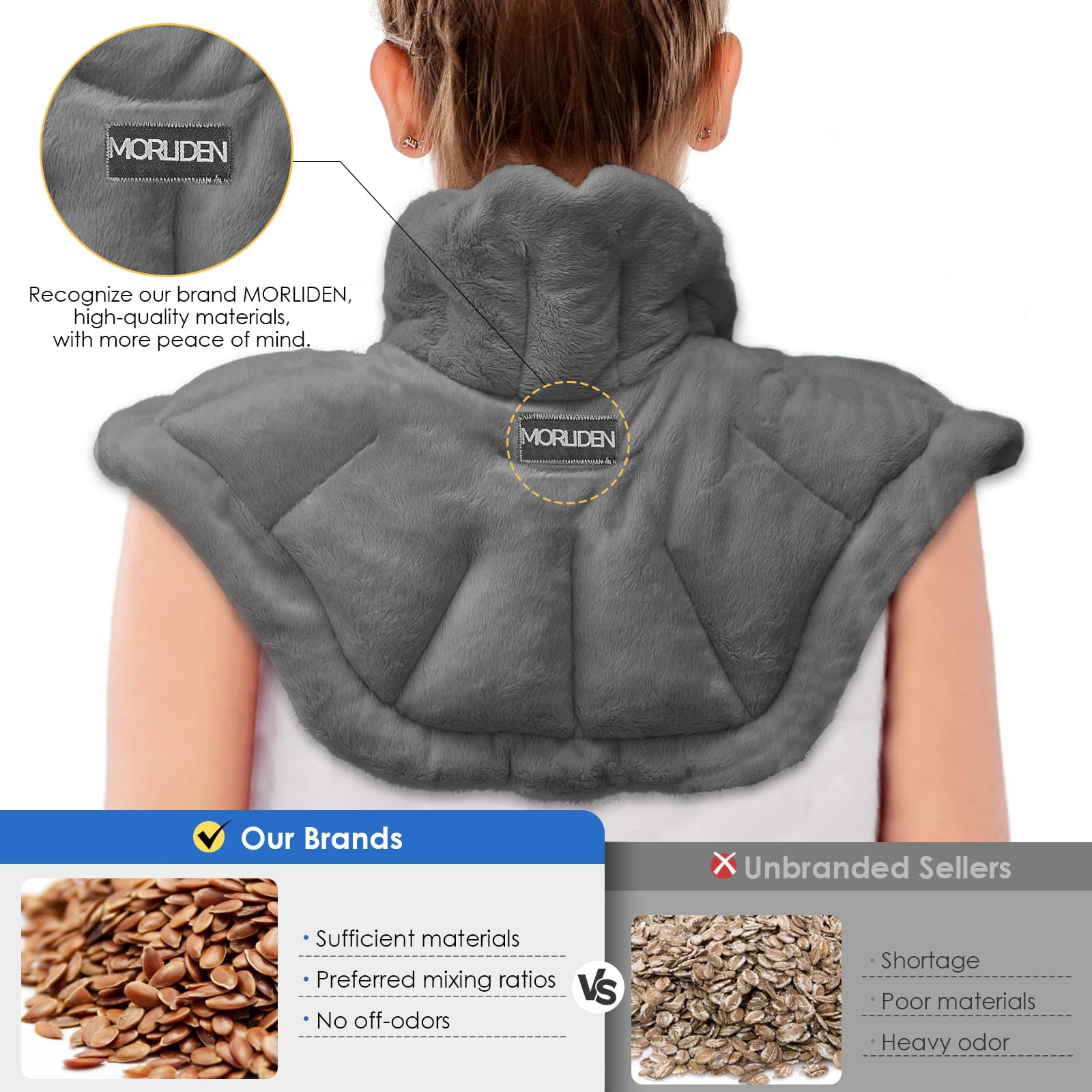 Morliden shoulder heating pad showing soft minky fabric texture