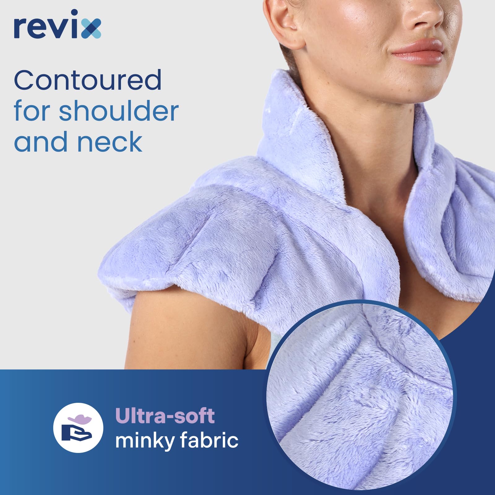Weighted neck wrap showing ergonomic fit on shoulders
