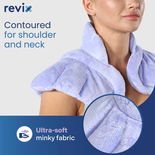 Weighted neck wrap showing ergonomic fit on shoulders