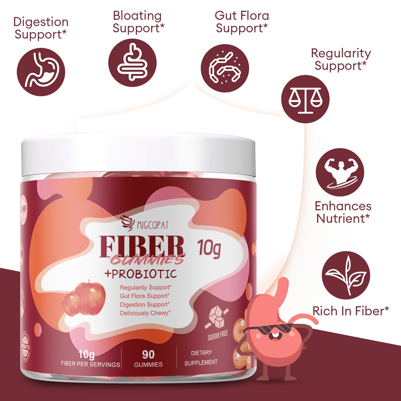 Authentic USA imported Migcopat fiber gummies for adult gut health and immunity.