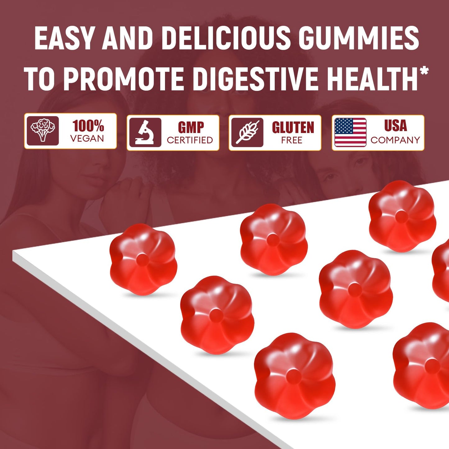 Plant based prebiotic inulin gummies by Migcopat for daily digestive regularities.