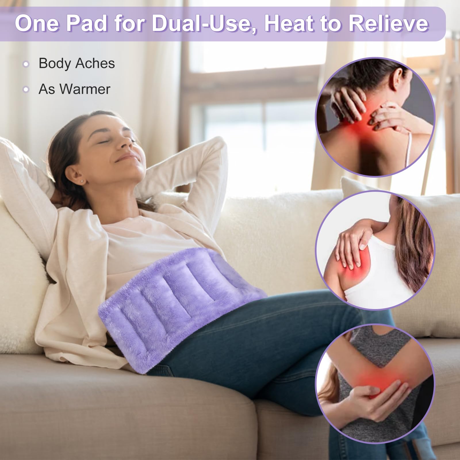 Suzzipad heating pad flexible on shoulder