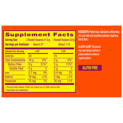Metamucil sugar-free fiber powder usage directions and safety warnings