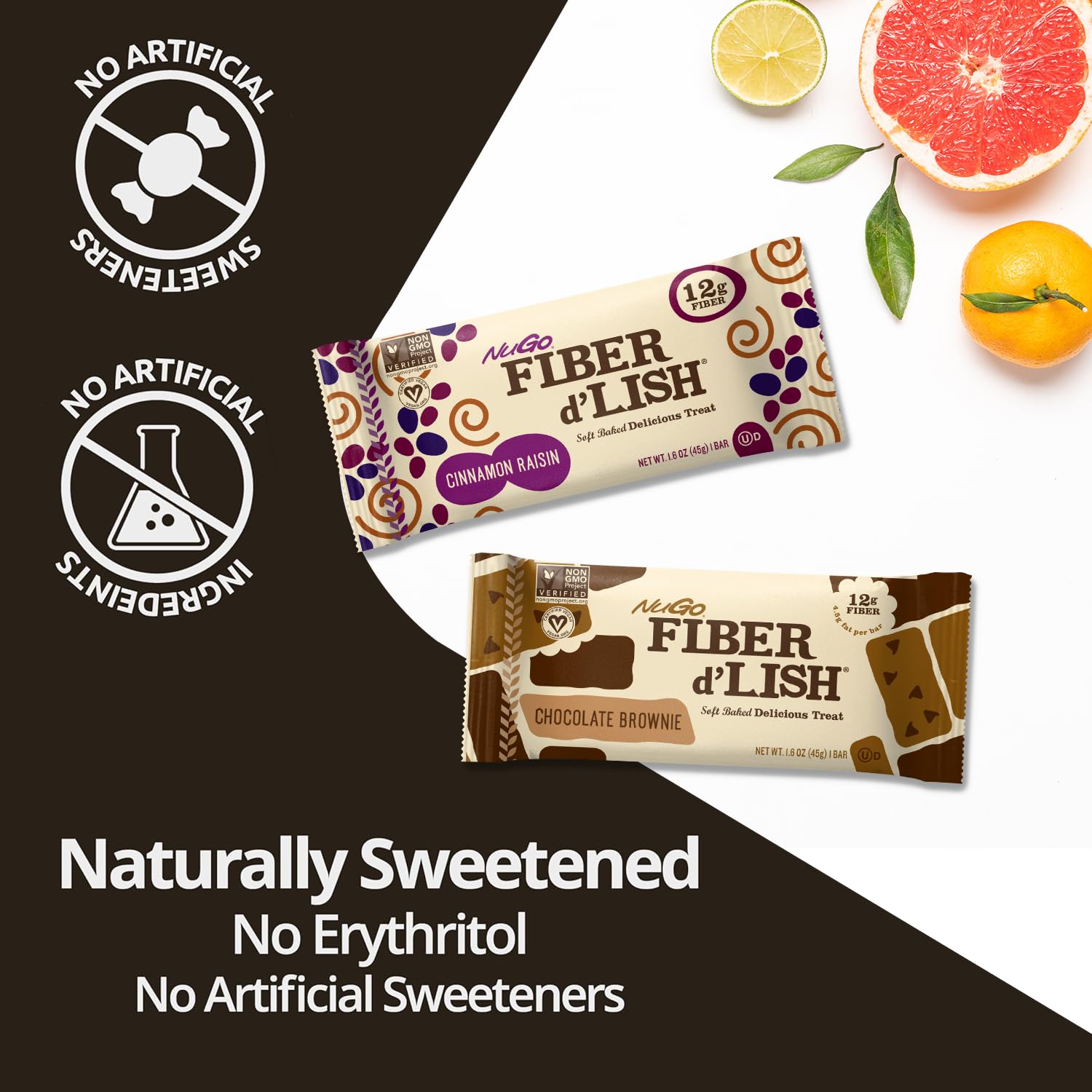 NuGo Gnu Foods Cinnamon Raisin flavor bar close up texture.