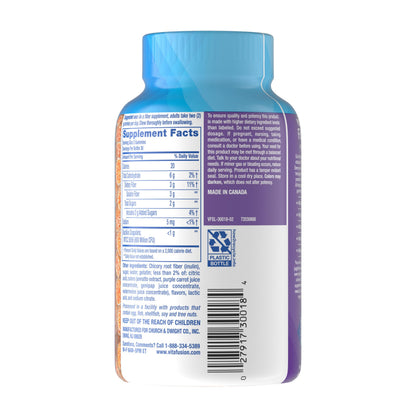 Vitafusion prebiotic fiber and probiotic gummy vitamins nutritional facts labels and ingredients list