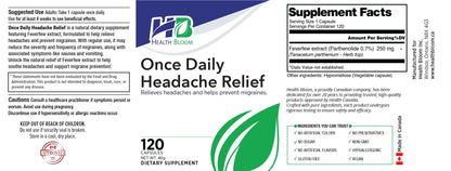 Health Bloom Once Daily Headache Relief dietary supplement bottle lifestyle