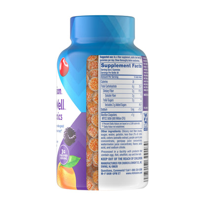 USA imported Vitafusion gut health supplement bottle with gluten free and dairy free certifications