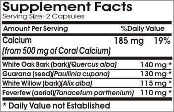 Naturetition Supplements Natural Migraine Relief capsule supplement label details