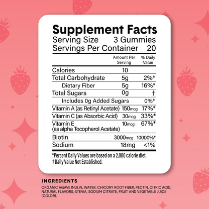 Close up view of plant based gluten free dietary fiber gummies.