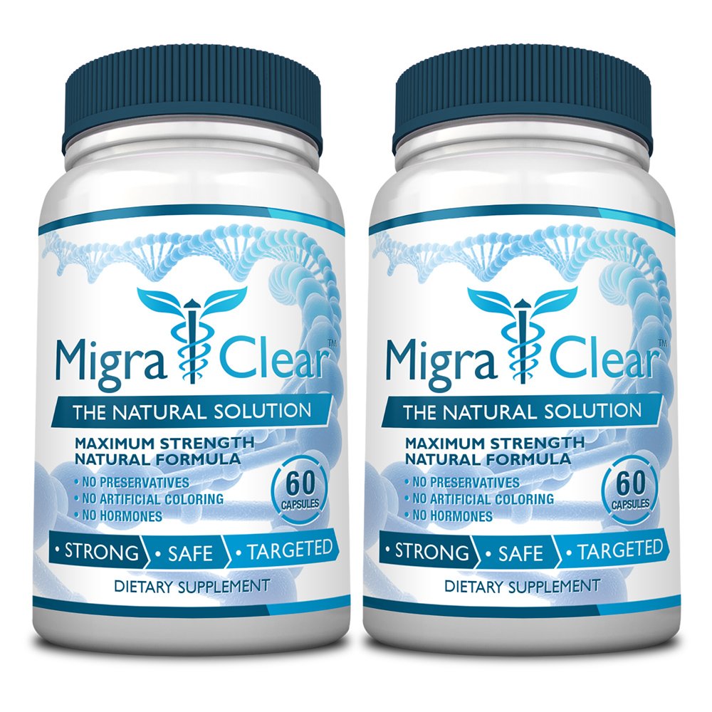 MigraClear capsules showing magnesium and herbal blend