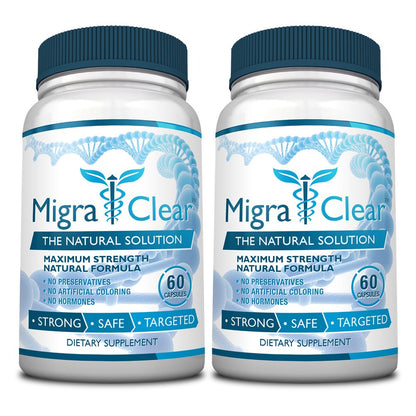 MigraClear capsules showing magnesium and herbal blend