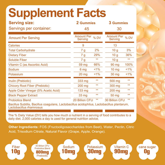 Migcopat mixed fruit flavored digestive supplement gummies side label details