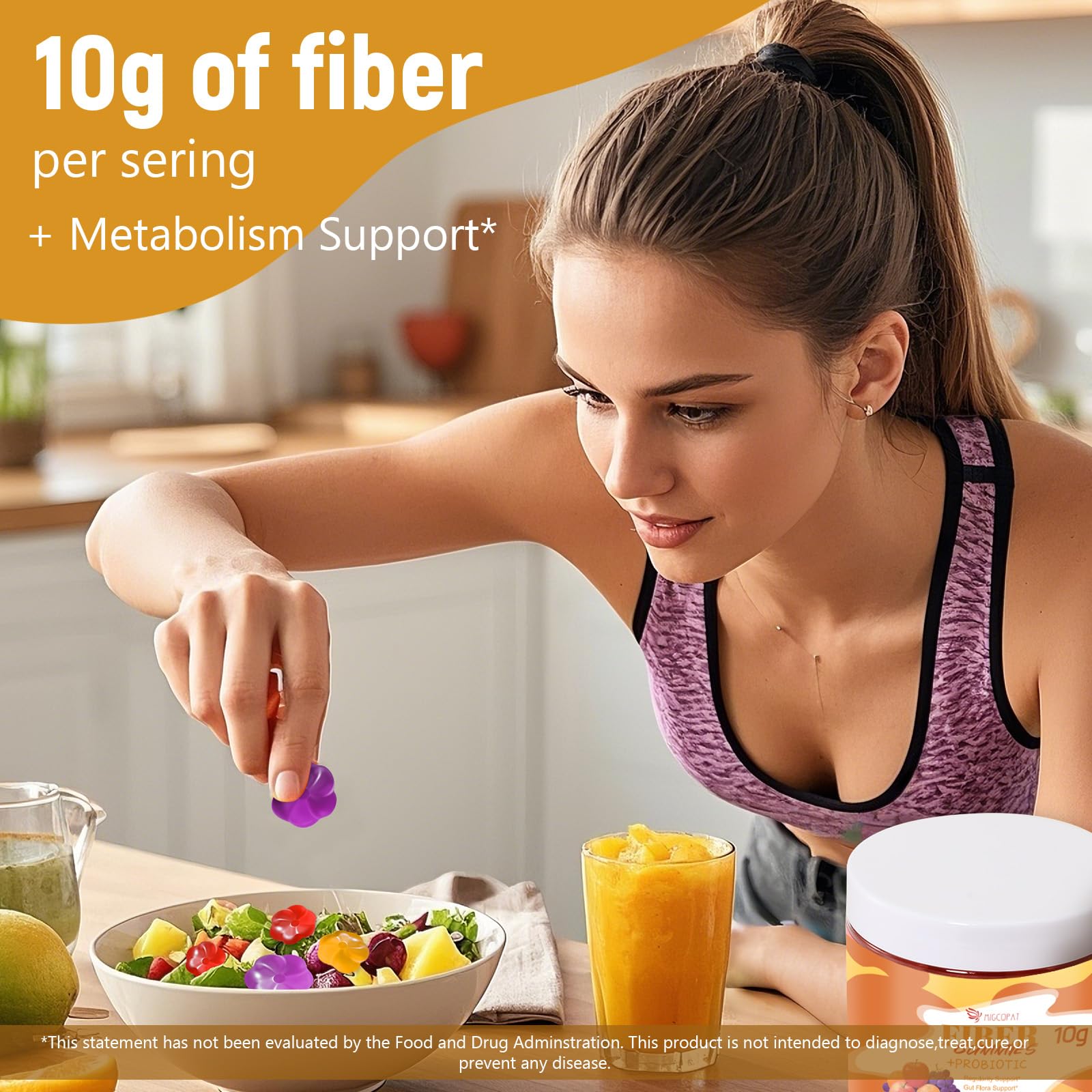 Migcopat sugar free vegan fiber supplement with thirty billion CFU probiotics