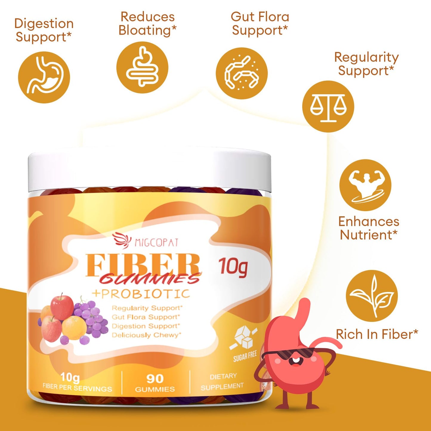 Migcopat apple cider vinegar and vitamin C infused fiber gummies packaging