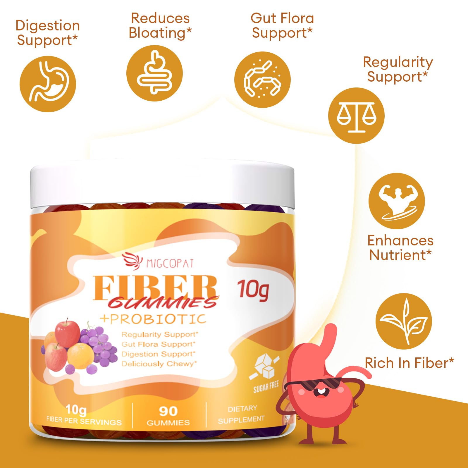 Migcopat apple cider vinegar and vitamin C infused fiber gummies packaging