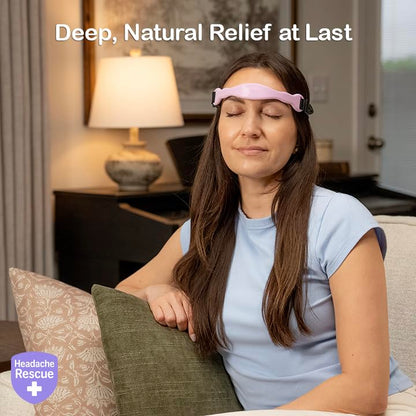 Headache Rescue tension wearable packaged neatly showing authentic imported USA health care details.