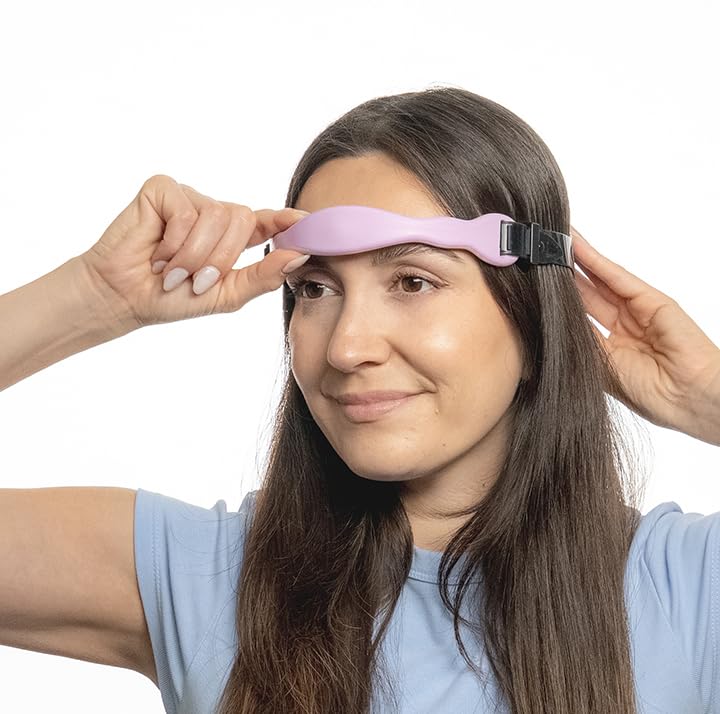 Flexible silicone material of the Headache Rescue strap being adjusted for universal head sizing.