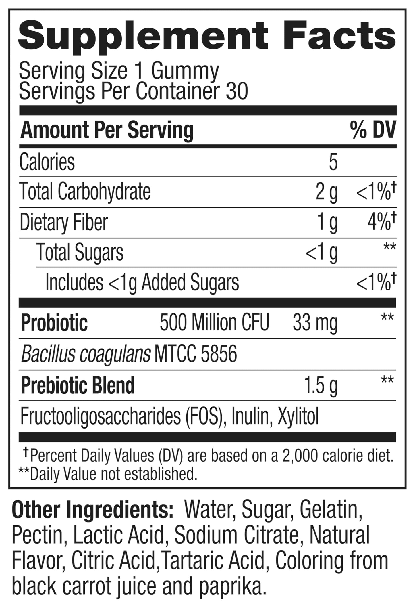 Close up view of OLLY peach flavored gut microbiome vitamins with live cultures and friendly fiber