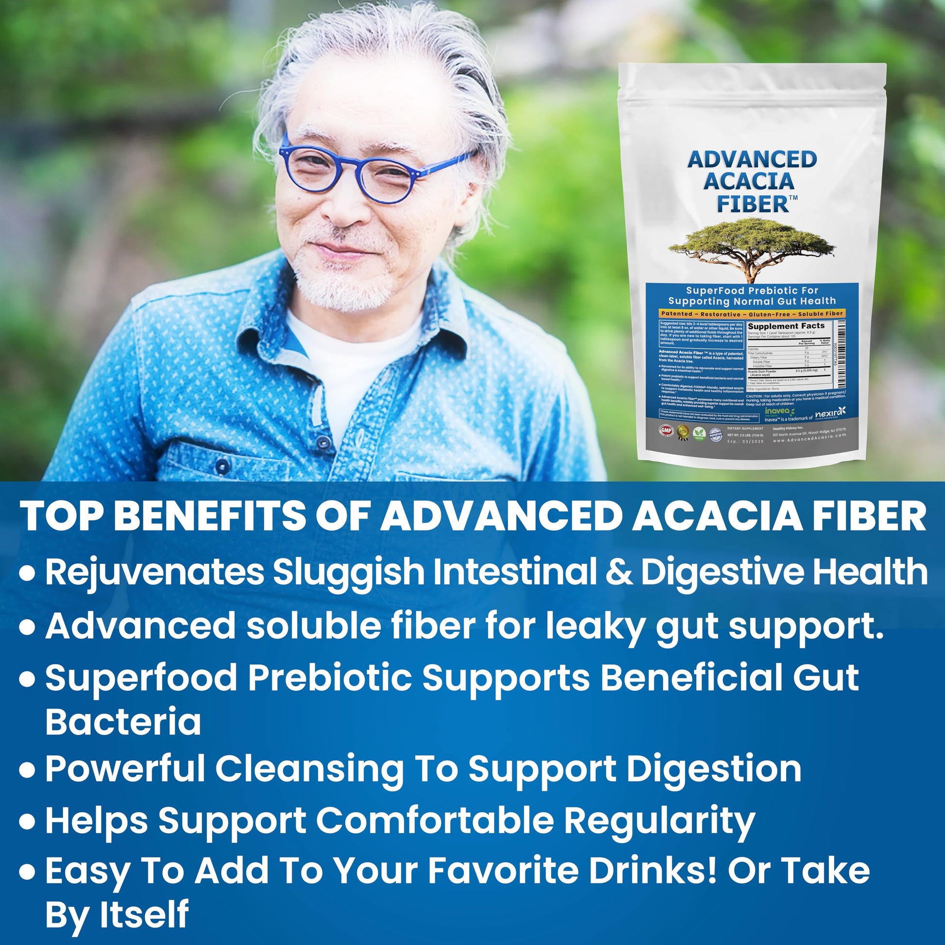 Kidney Restore organic prebiotic fiber powder nutritional facts label