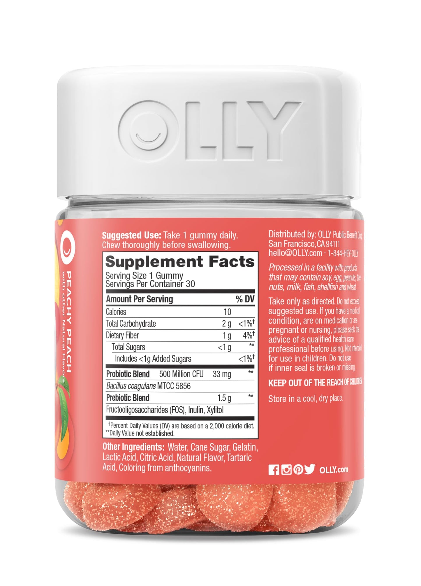 OLLY wellness dietary supplement container featuring official FSSAI importer registration details for India