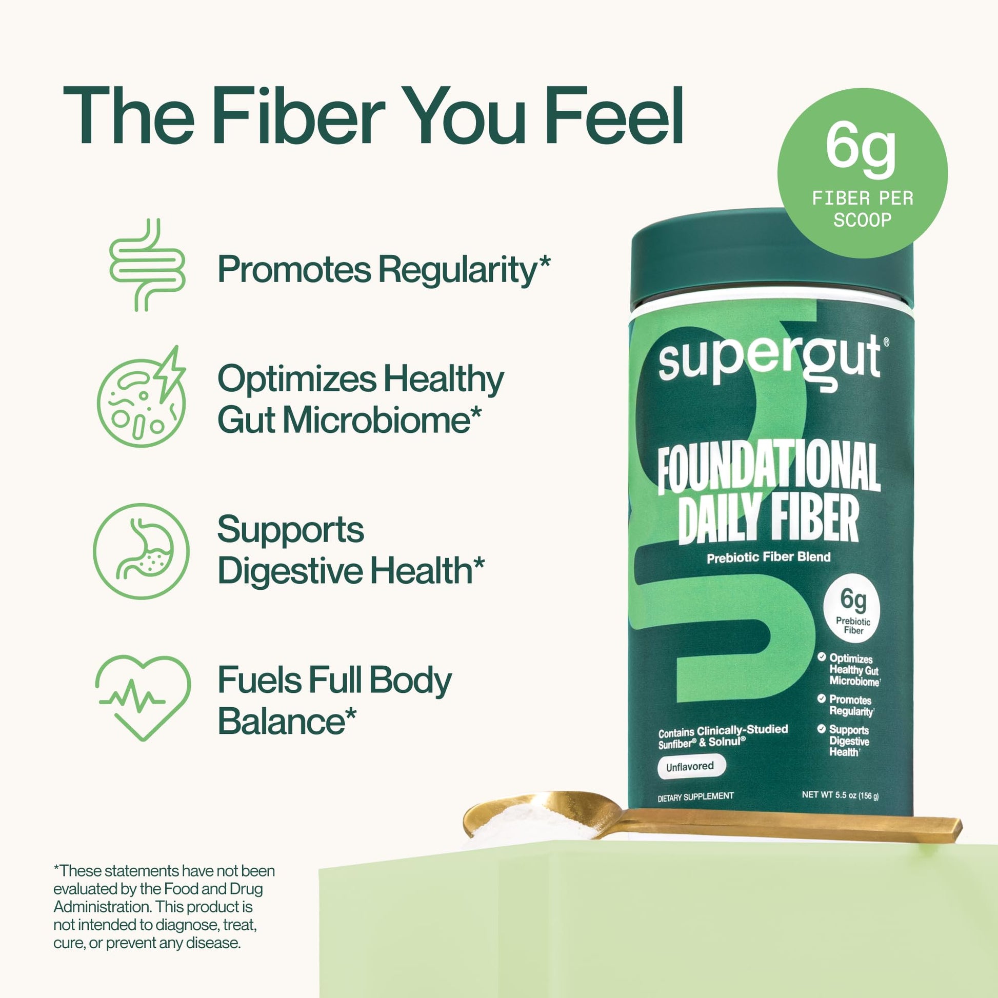 Supergut unflavored prebiotic fiber supplement nutrition facts and ingredient label