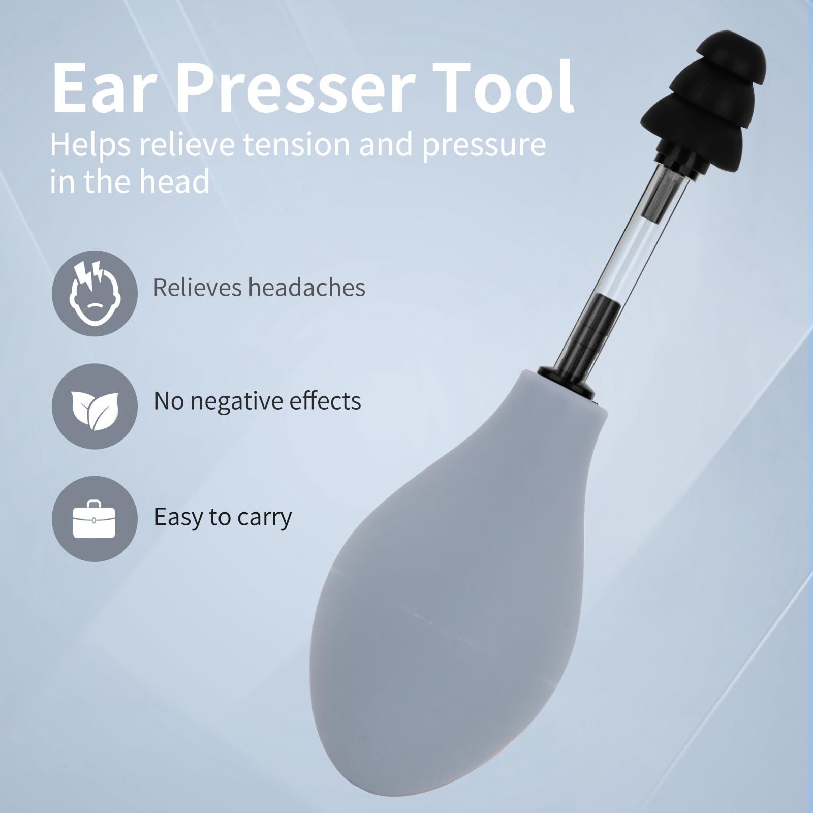 Oocome Ear Pressure Relief Device with three sizes of silicone earplugs.