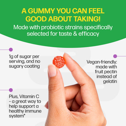 Back label of Culturelle naturally sourced daily probiotic highlighting digestive and immune health benefits.