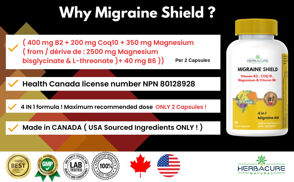 Herbacure Natural Migraineshield vegan capsule bottle